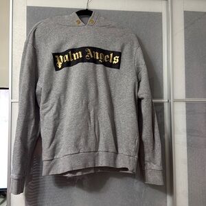 Palm Angels Gray Sweatshirt with Gothic Logo